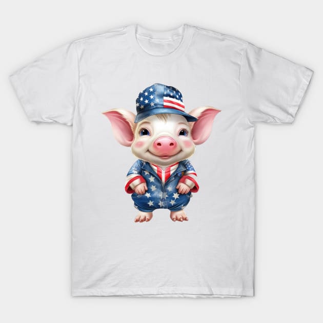 Patriot Farm Pig T-Shirt by Chromatic Fusion Studio